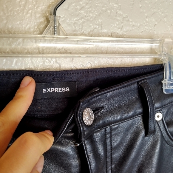 Express super high waisted faux leather modern straight pant sz 12 petite - Picture 7 of 12